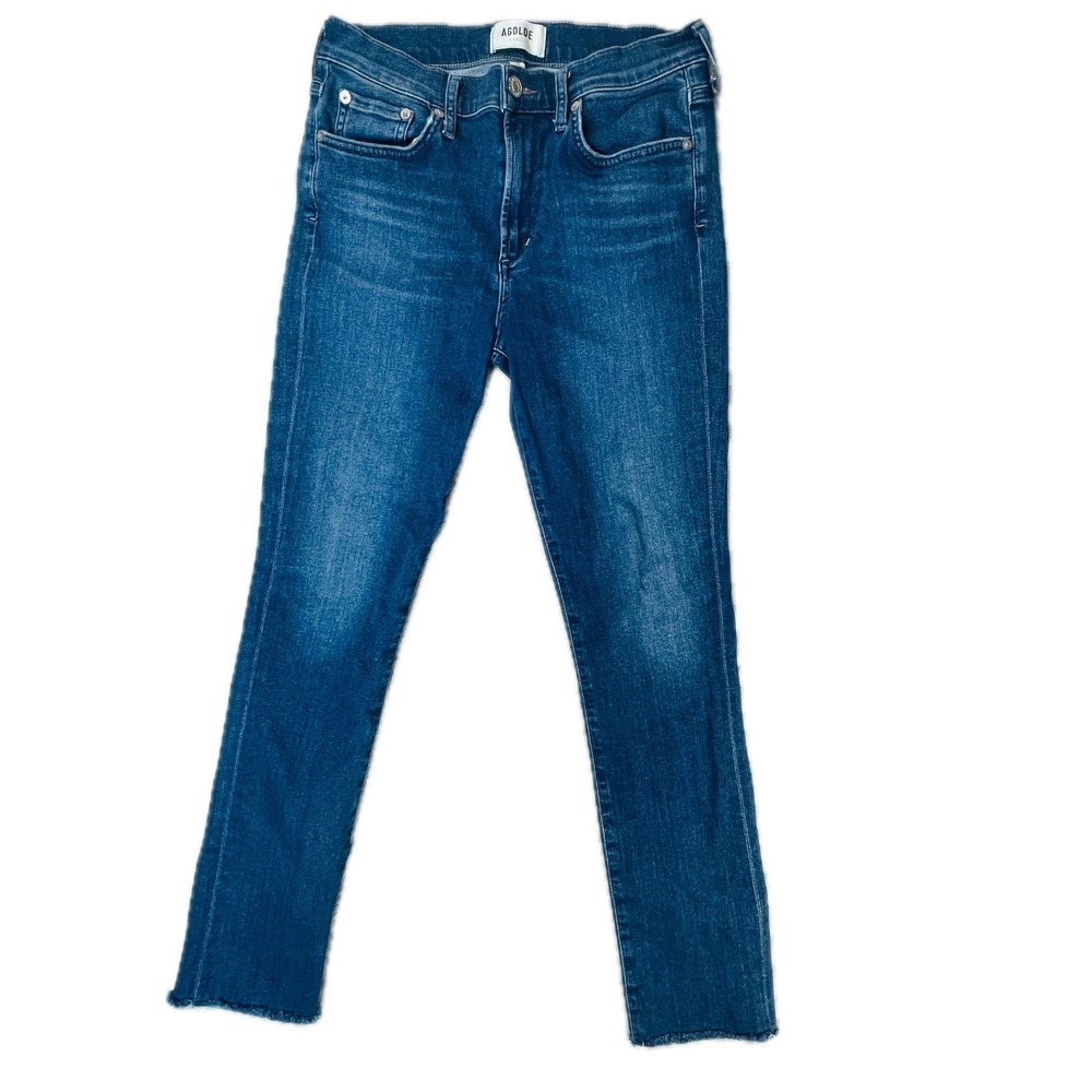 AGOLDE Sophie High Rise Skinny Jeans Womens 28 Blue Raw Hem Stretch A018-3005 - Picture 10 of 12